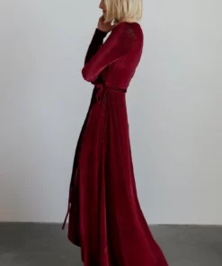 BB Custom Serena Shimmer Velvet Wrap Dress | Merlot 14 BB Custom Serena Shimmer Velvet Wrap Dress | Merlot