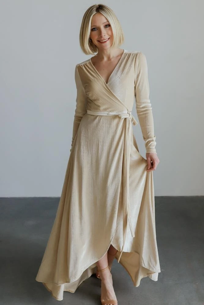 BB Custom Dresses Serena Shimmer Velvet Wrap Dress | Pearl 6 BB Custom Dresses Serena Shimmer Velvet Wrap Dress | Pearl