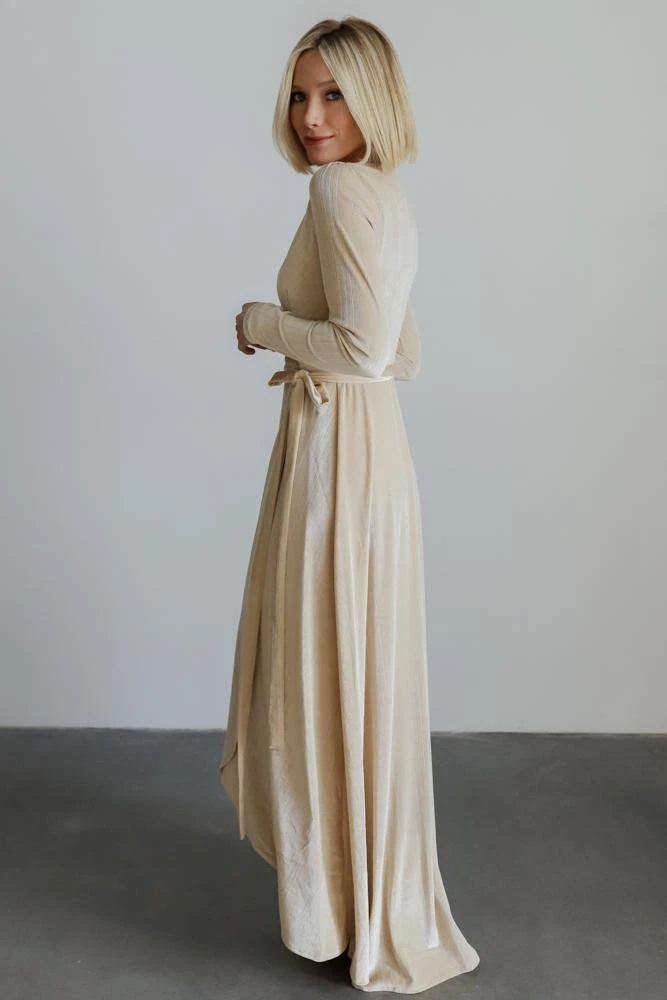 BB Custom Dresses Serena Shimmer Velvet Wrap Dress | Pearl 8 BB Custom Dresses Serena Shimmer Velvet Wrap Dress | Pearl