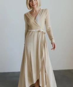 BB Custom Dresses Serena Shimmer Velvet Wrap Dress | Pearl