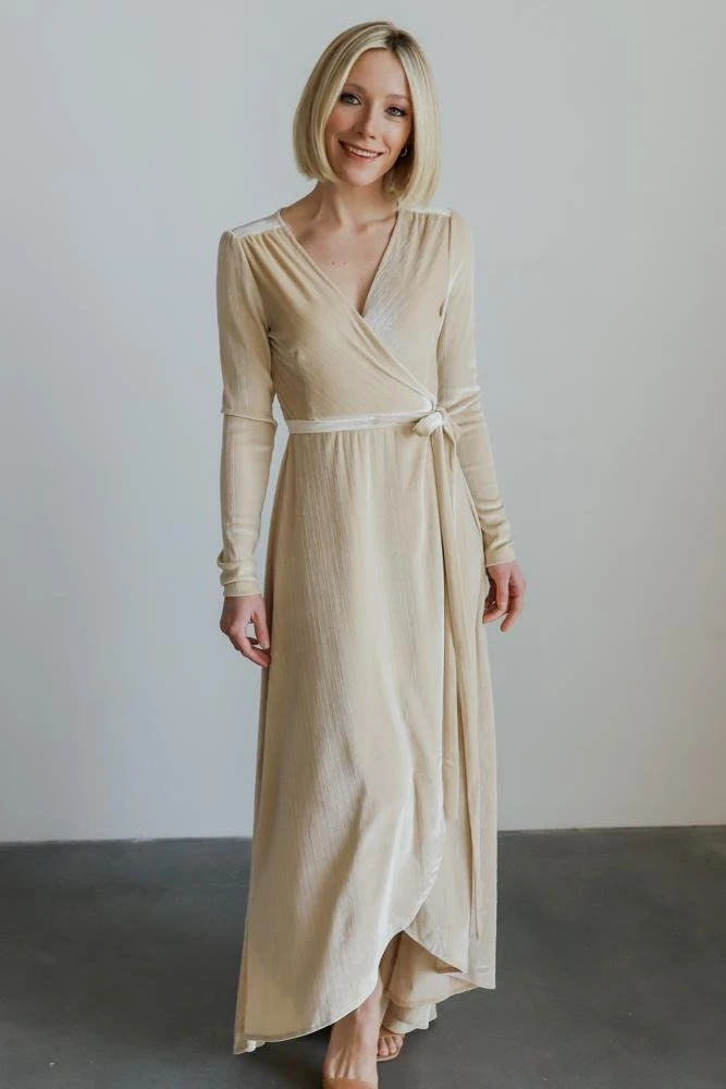 BB Custom Dresses Serena Shimmer Velvet Wrap Dress | Pearl 13 BB Custom Dresses Serena Shimmer Velvet Wrap Dress | Pearl