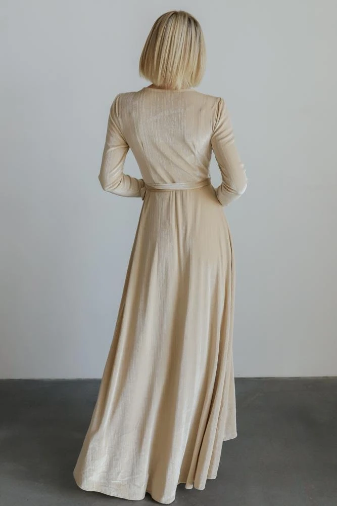 BB Custom Dresses Serena Shimmer Velvet Wrap Dress | Pearl 4 BB Custom Dresses Serena Shimmer Velvet Wrap Dress | Pearl