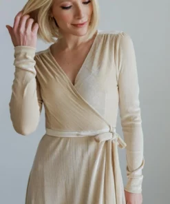 BB Custom Dresses Serena Shimmer Velvet Wrap Dress | Pearl