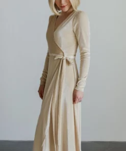 BB Custom Dresses Serena Shimmer Velvet Wrap Dress | Pearl 24 BB Custom Dresses Serena Shimmer Velvet Wrap Dress | Pearl