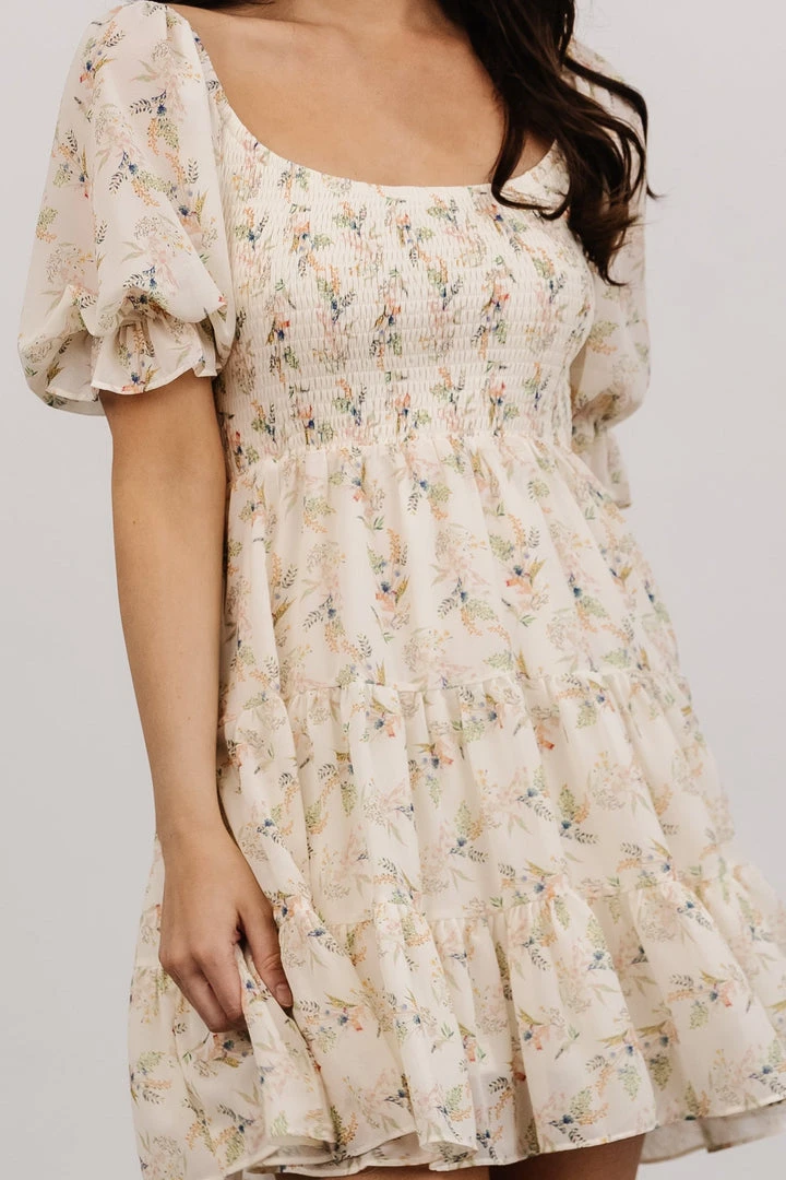 FT Shauna Smocked Short Dress | Ivory Floral 6 FT Shauna Smocked Short Dress | Ivory Floral