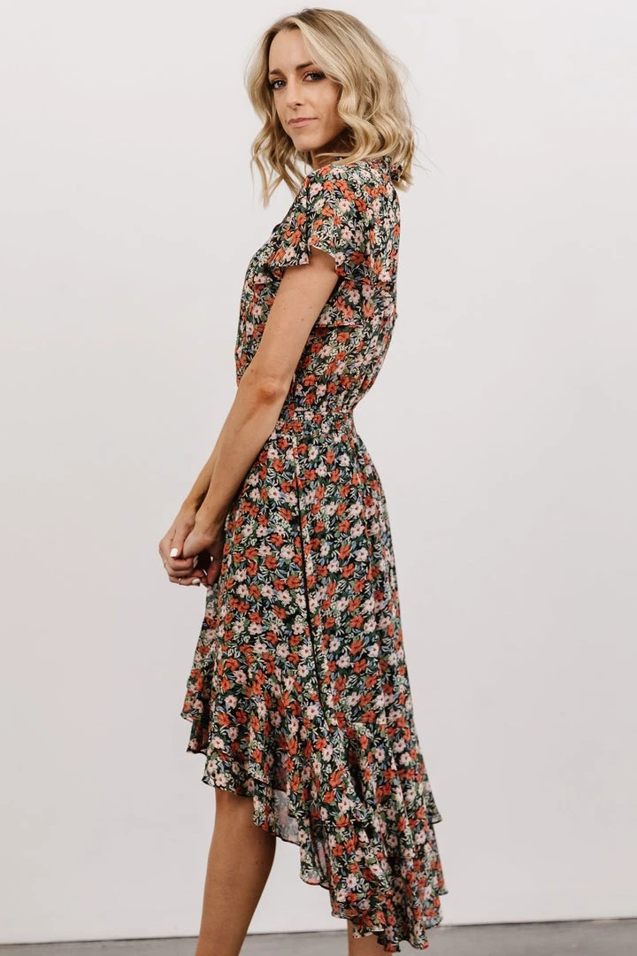 KA Shelby High-Low Dress | Black Multi Floral 3 KA Shelby High-Low Dress | Black Multi Floral