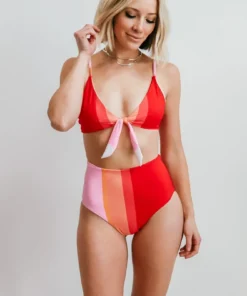 BJB Swim Sherbet Striped High Waist Bikini Bottom