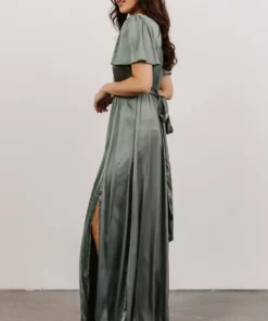 RR Shiloh Satin Maxi Dress | Eucalyptus Dresses