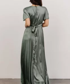 RR Shiloh Satin Maxi Dress | Eucalyptus Dresses