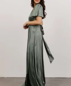 RR Shiloh Satin Maxi Dress | Eucalyptus Dresses