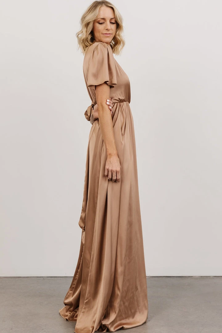 RR Shiloh Satin Maxi Dress | Taupe 2 RR Shiloh Satin Maxi Dress | Taupe
