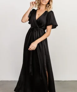 BB Custom Sicily Satin Maxi Dress | Black Maxi Dresses