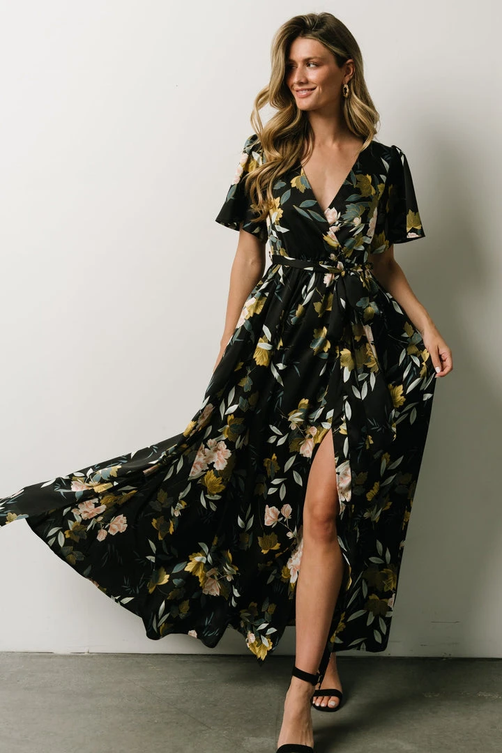 BB Custom Sicily Satin Maxi Dress | Black Floral Dresses 4 BB Custom Sicily Satin Maxi Dress | Black Floral Dresses