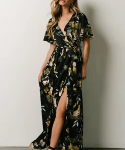 BB Custom Sicily Satin Maxi Dress | Black Floral Dresses 14 BB Custom Sicily Satin Maxi Dress | Black Floral Dresses