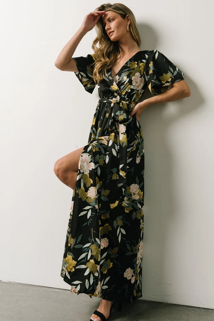 BB Custom Sicily Satin Maxi Dress | Black Floral Dresses 9 BB Custom Sicily Satin Maxi Dress | Black Floral Dresses