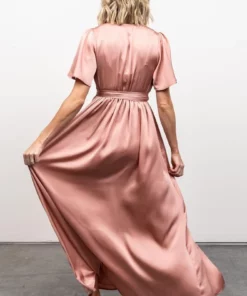 BB Custom Dresses Sicily Satin Maxi Dress | Blush