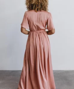 BB Custom Dresses Sicily Satin Maxi Dress | Blush