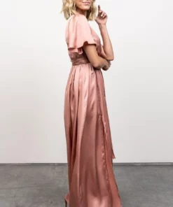 BB Custom Dresses Sicily Satin Maxi Dress | Blush