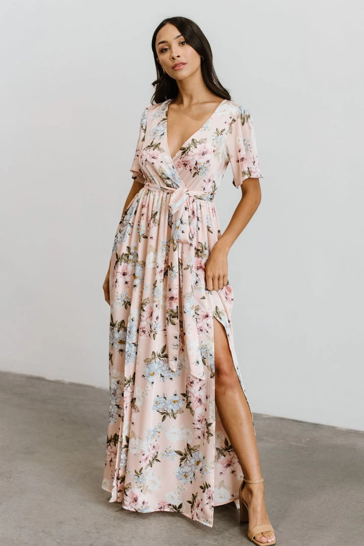 BB Custom Sicily Satin Maxi Dress | Blush Floral 2 BB Custom Sicily Satin Maxi Dress | Blush Floral