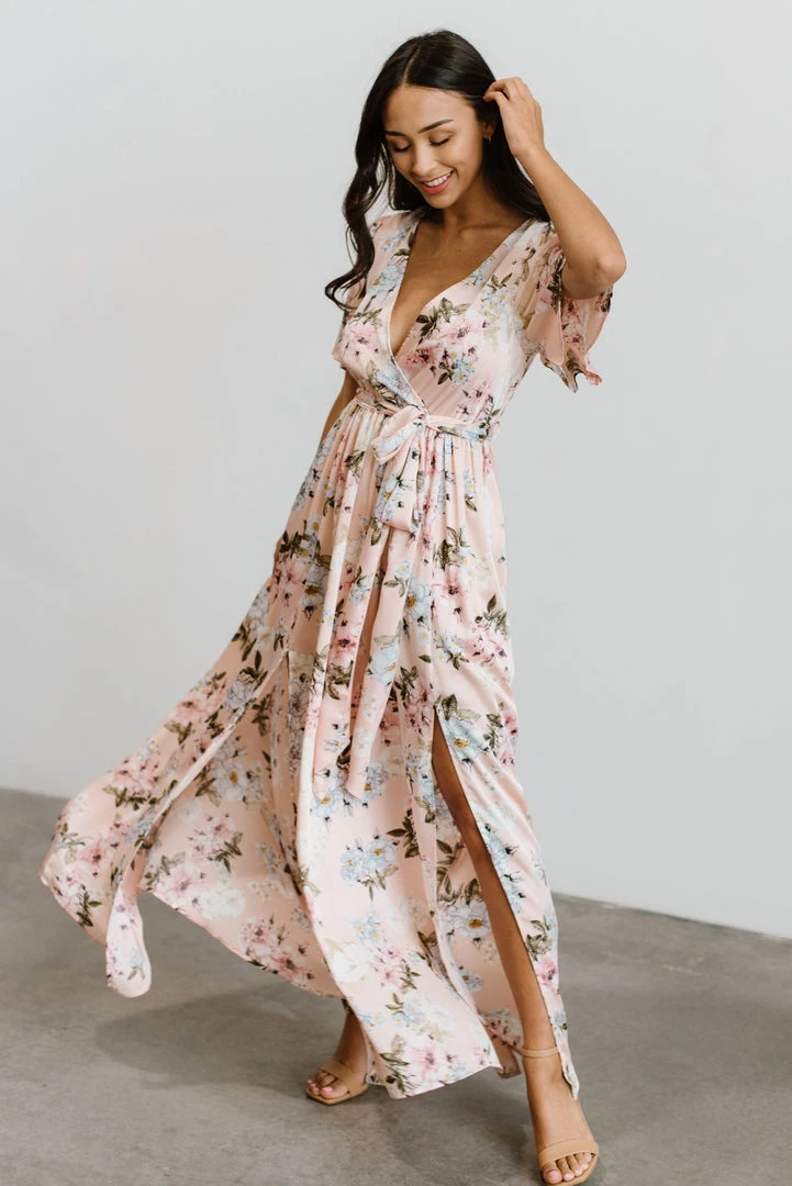 BB Custom Sicily Satin Maxi Dress | Blush Floral 6 BB Custom Sicily Satin Maxi Dress | Blush Floral
