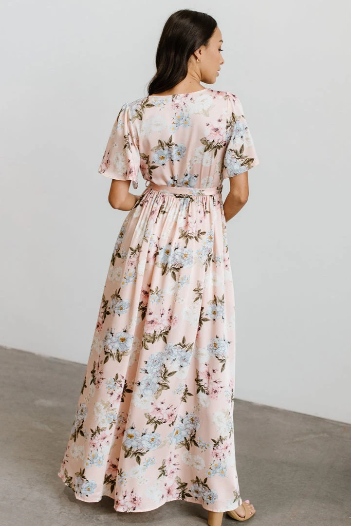 BB Custom Sicily Satin Maxi Dress | Blush Floral 8 BB Custom Sicily Satin Maxi Dress | Blush Floral