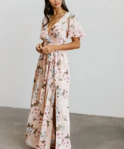 BB Custom Sicily Satin Maxi Dress | Blush Floral 19 BB Custom Sicily Satin Maxi Dress | Blush Floral