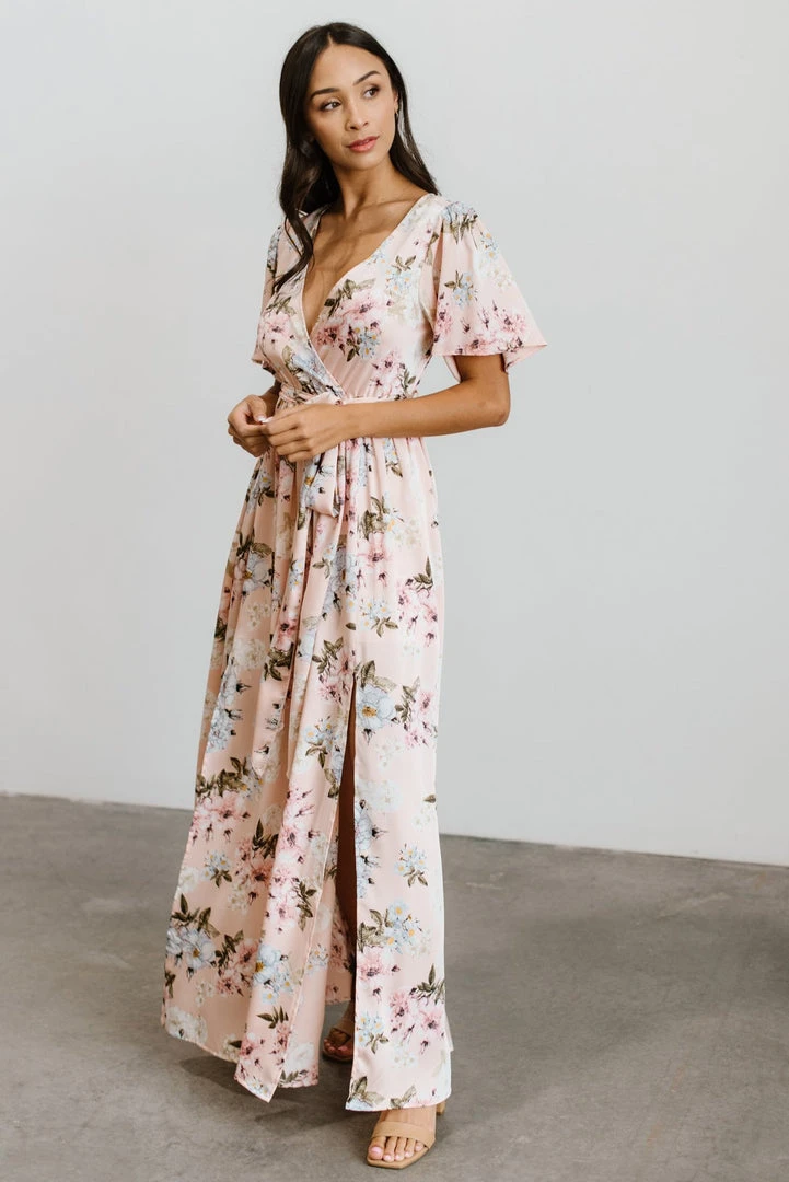 BB Custom Sicily Satin Maxi Dress | Blush Floral 10 BB Custom Sicily Satin Maxi Dress | Blush Floral