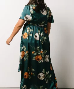 BB Custom Sicily Satin Maxi Dress | Deep Topaz Floral