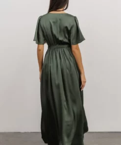 BB Custom Sicily Satin Maxi Dress | Dusty Green Dresses