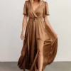 BB Custom Dresses Sicily Satin Maxi Dress | Mocha