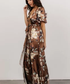 BB Custom Sicily Satin Maxi Dress | Mocha Floral Dresses 12 BB Custom Sicily Satin Maxi Dress | Mocha Floral Dresses