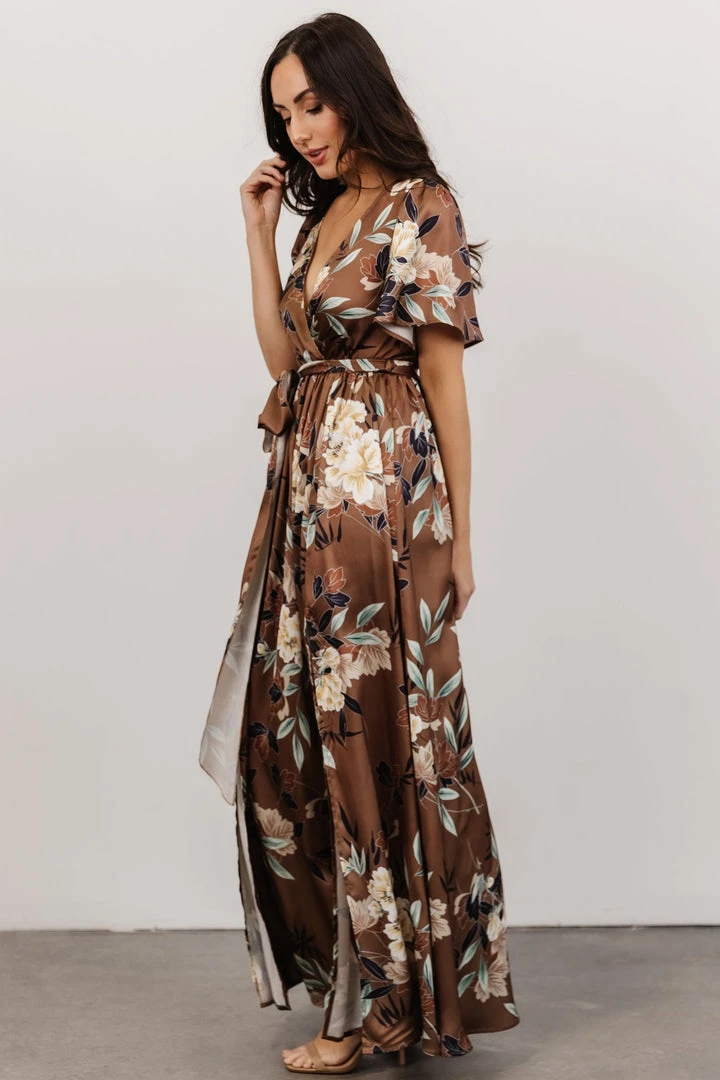 BB Custom Sicily Satin Maxi Dress | Mocha Floral Dresses 6 BB Custom Sicily Satin Maxi Dress | Mocha Floral Dresses