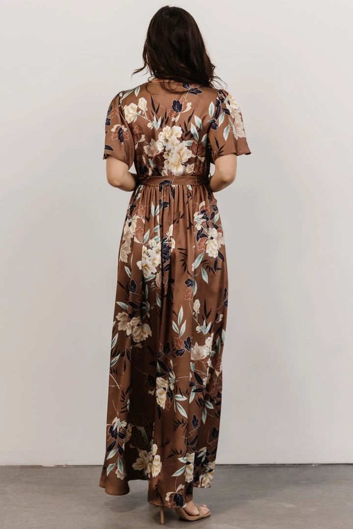 BB Custom Sicily Satin Maxi Dress | Mocha Floral Dresses 4 BB Custom Sicily Satin Maxi Dress | Mocha Floral Dresses