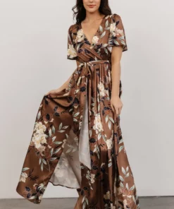 BB Custom Sicily Satin Maxi Dress | Mocha Floral Dresses 9 BB Custom Sicily Satin Maxi Dress | Mocha Floral Dresses