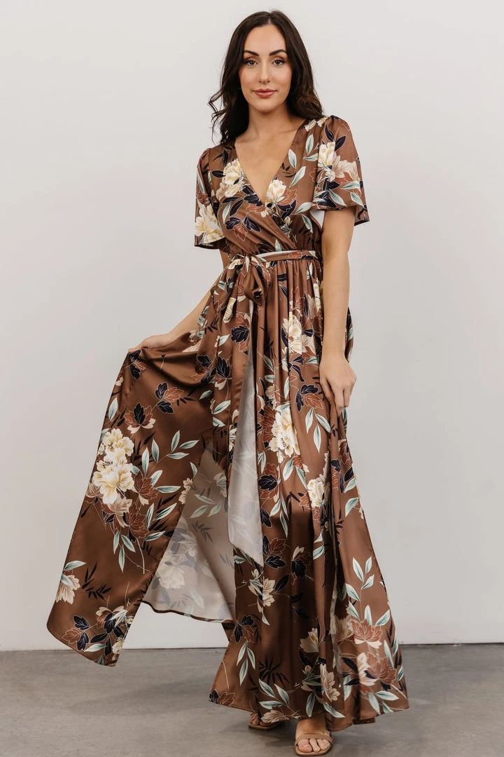BB Custom Sicily Satin Maxi Dress | Mocha Floral Dresses 3 BB Custom Sicily Satin Maxi Dress | Mocha Floral Dresses