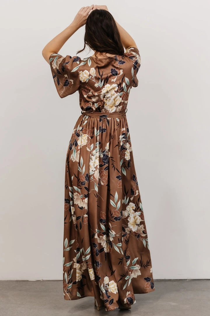 BB Custom Sicily Satin Maxi Dress | Mocha Floral Dresses 5 BB Custom Sicily Satin Maxi Dress | Mocha Floral Dresses