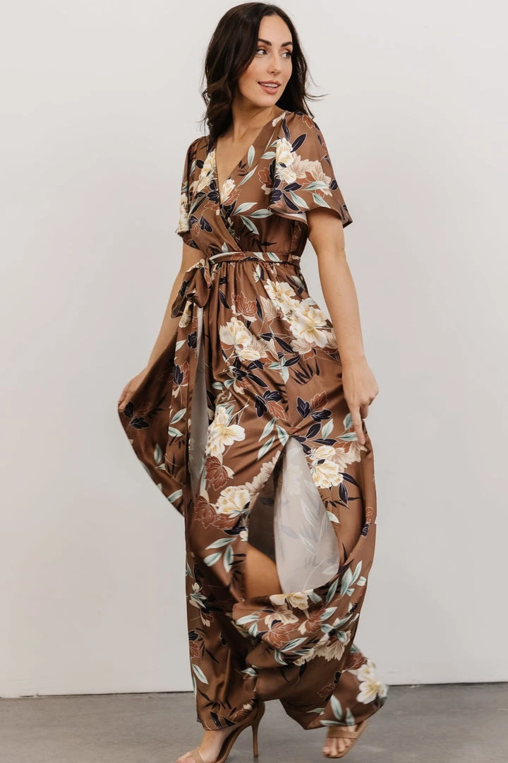BB Custom Sicily Satin Maxi Dress | Mocha Floral Dresses 2 BB Custom Sicily Satin Maxi Dress | Mocha Floral Dresses