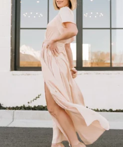 BB Custom Sicily Satin Maxi Dress | Natural