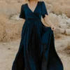 BB Custom Sicily Satin Maxi Dress | Navy