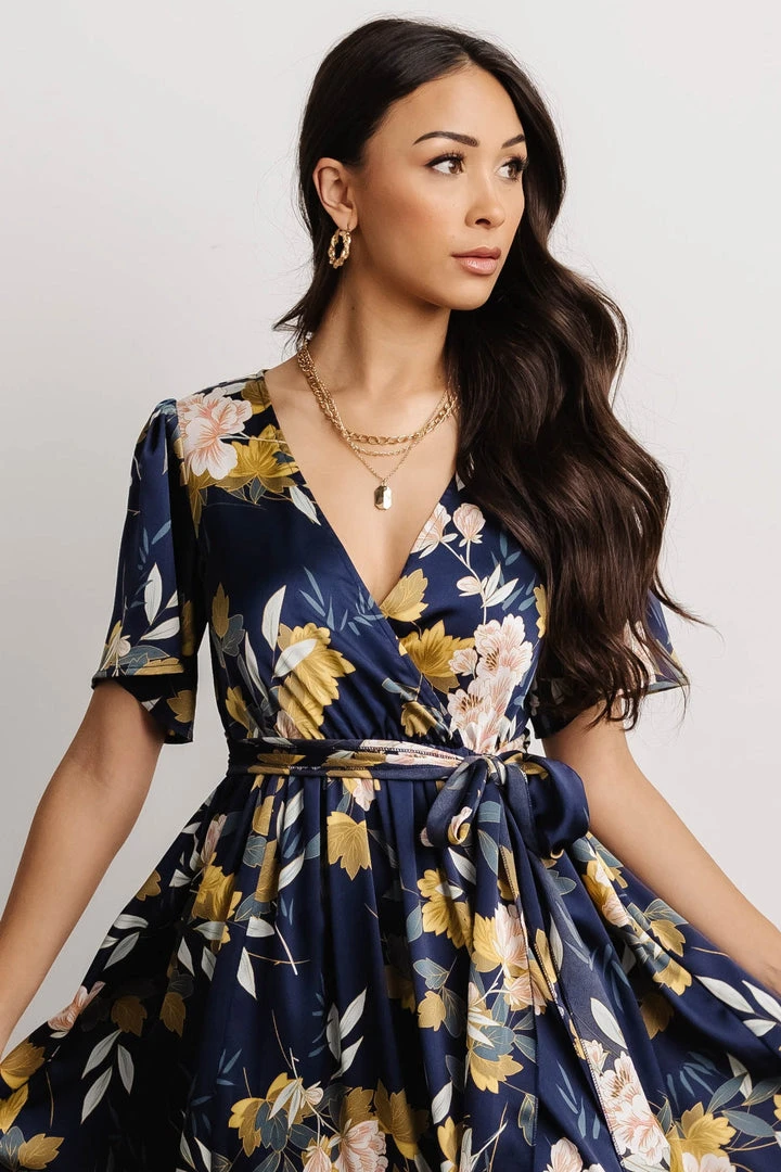 BB Custom Sicily Satin Maxi Dress | Navy Floral 9 BB Custom Sicily Satin Maxi Dress | Navy Floral