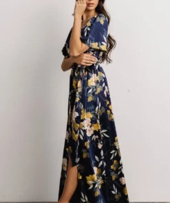 BB Custom Sicily Satin Maxi Dress | Navy Floral 13 BB Custom Sicily Satin Maxi Dress | Navy Floral
