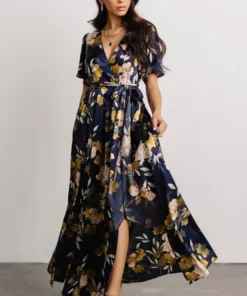 BB Custom Sicily Satin Maxi Dress | Navy Floral 11 BB Custom Sicily Satin Maxi Dress | Navy Floral