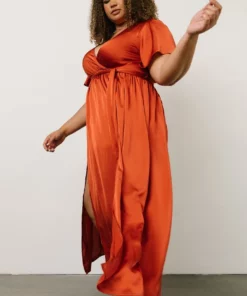 BB Custom Sicily Satin Maxi Dress | Rust
