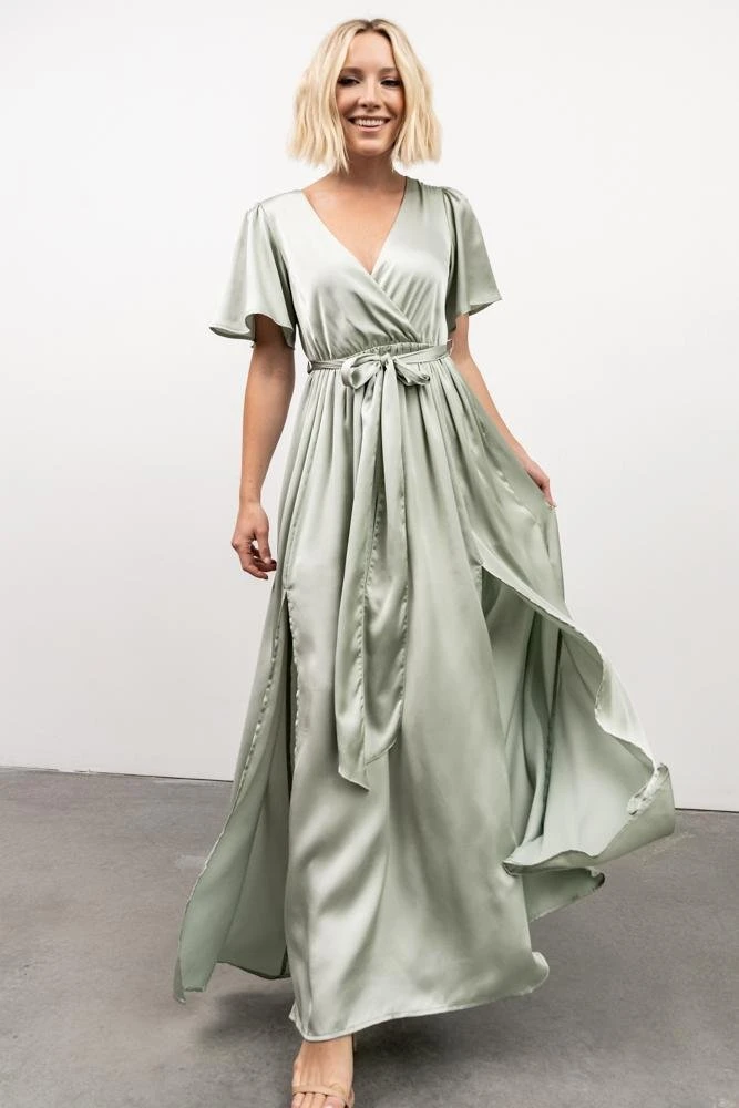 BB Custom Sicily Satin Maxi Dress | Sage 2 BB Custom Sicily Satin Maxi Dress | Sage