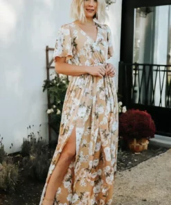 BB Custom Sicily Satin Maxi Dress | Taupe Floral Dresses 20 BB Custom Sicily Satin Maxi Dress | Taupe Floral Dresses