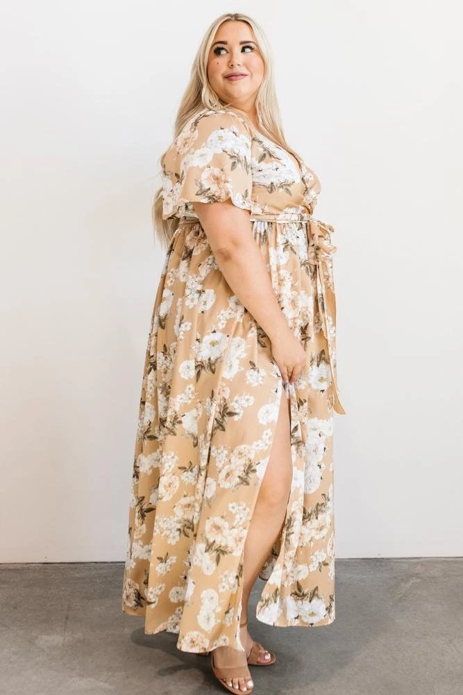 BB Custom Sicily Satin Maxi Dress | Taupe Floral Dresses 5 BB Custom Sicily Satin Maxi Dress | Taupe Floral Dresses