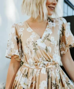 BB Custom Sicily Satin Maxi Dress | Taupe Floral Dresses 22 BB Custom Sicily Satin Maxi Dress | Taupe Floral Dresses