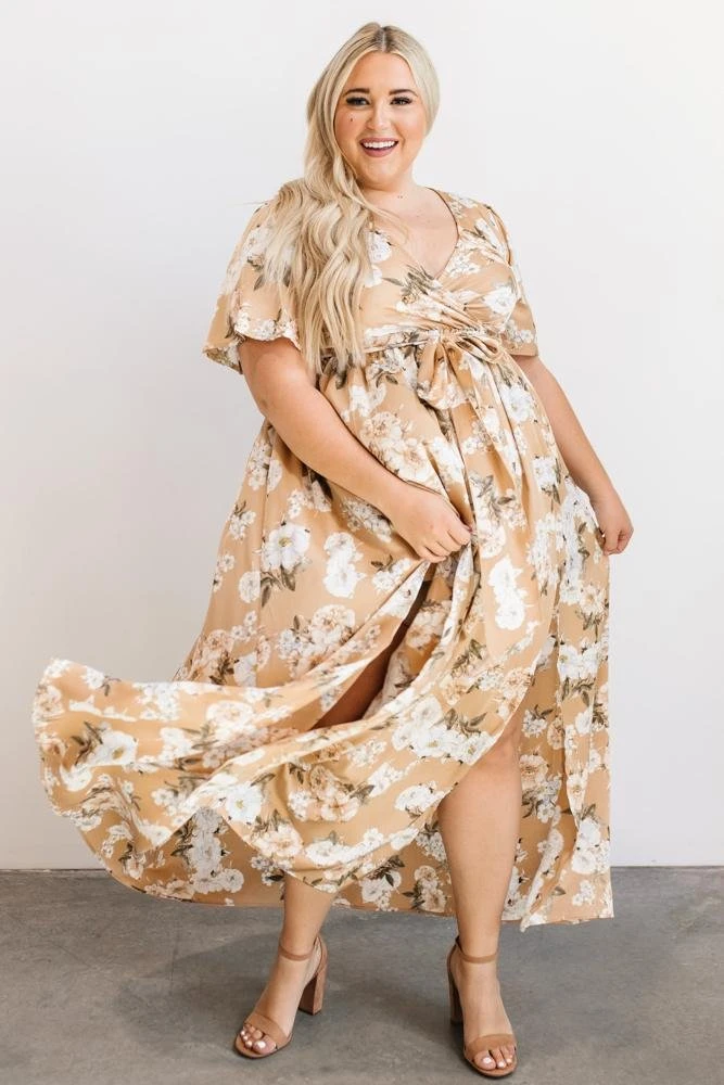 BB Custom Sicily Satin Maxi Dress | Taupe Floral Dresses 12 BB Custom Sicily Satin Maxi Dress | Taupe Floral Dresses
