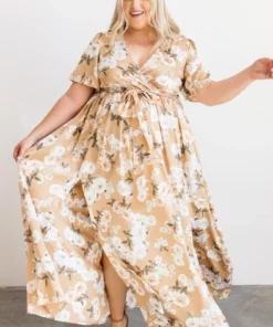 BB Custom Sicily Satin Maxi Dress | Taupe Floral Dresses 15 BB Custom Sicily Satin Maxi Dress | Taupe Floral Dresses