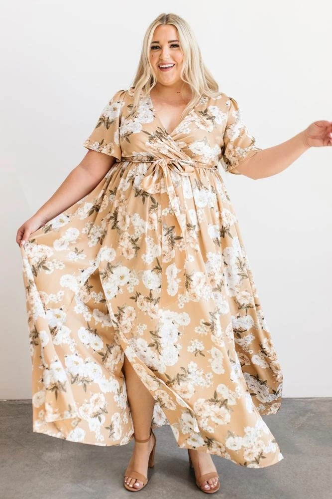 BB Custom Sicily Satin Maxi Dress | Taupe Floral Dresses 4 BB Custom Sicily Satin Maxi Dress | Taupe Floral Dresses